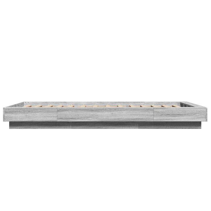 sengeramme m. LED-lys 75x190 cm konstrueret træ grå sonoma-eg