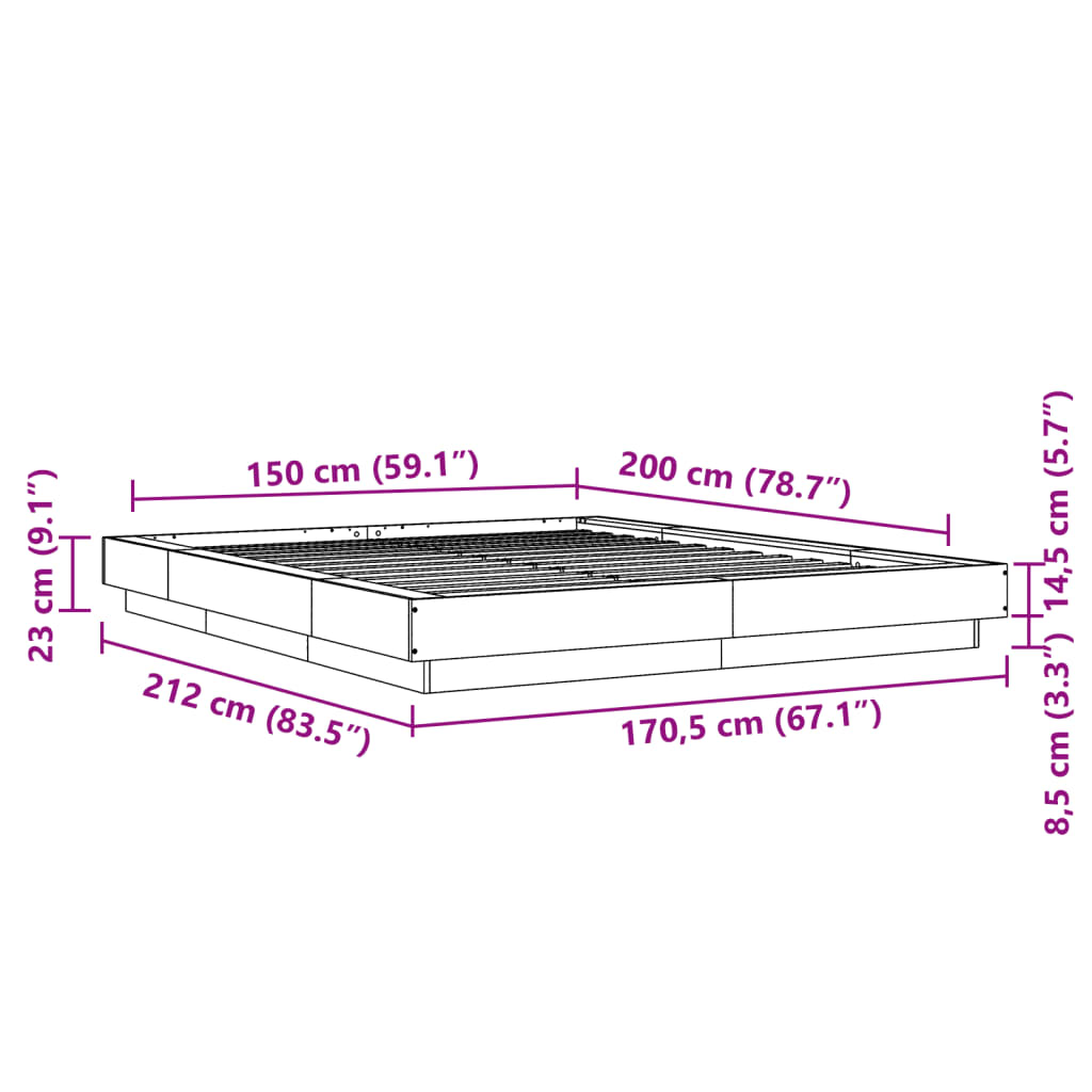sengestel 150x200 cm konstrueret træ hvid