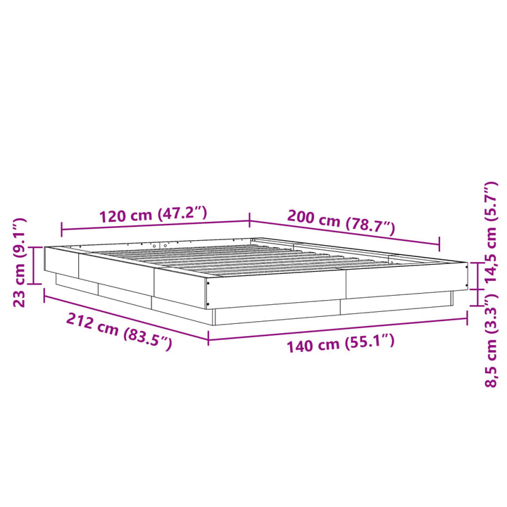 sengestel 120x200 cm konstrueret træ hvid