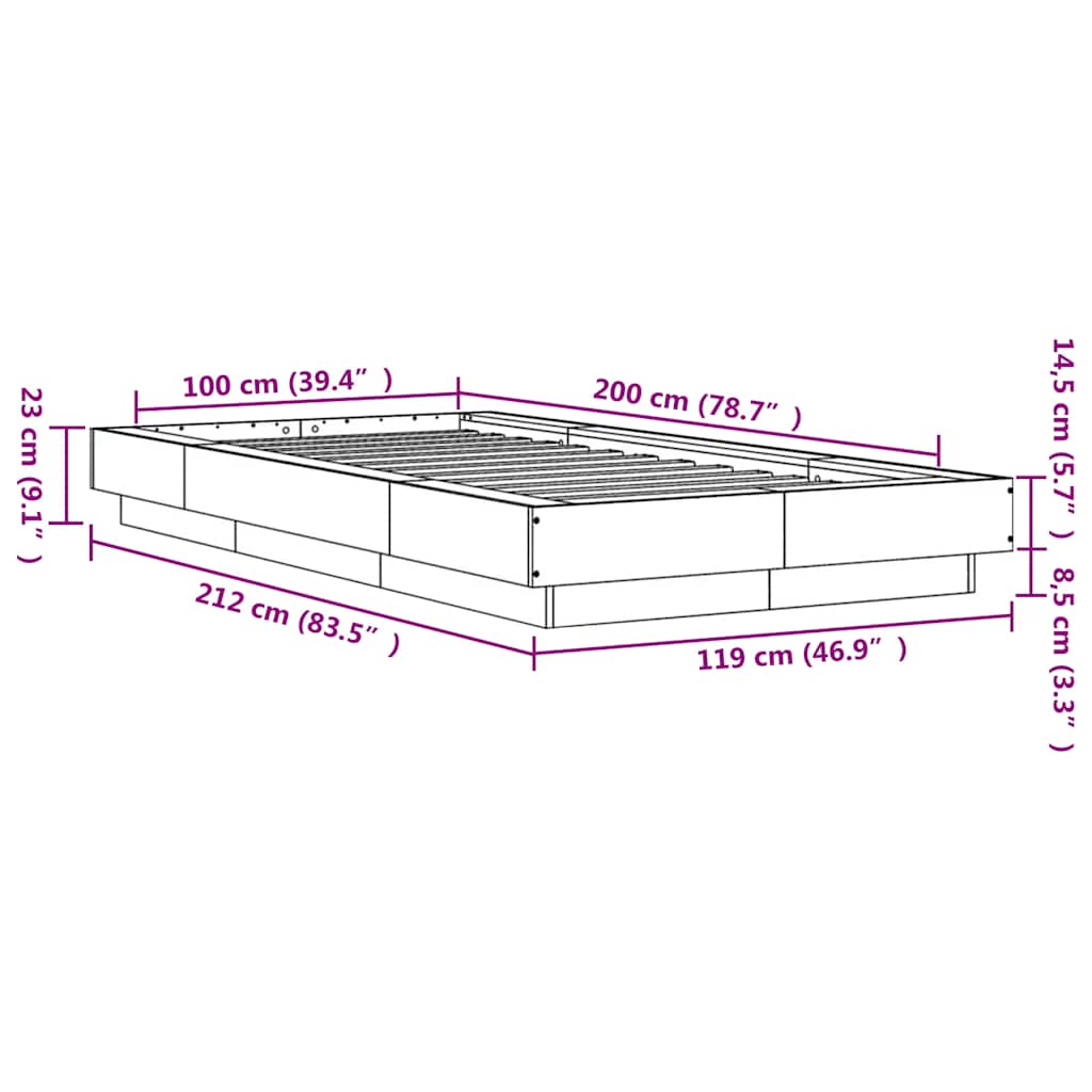 sengeramme 100x200 cm konstrueret træ hvid
