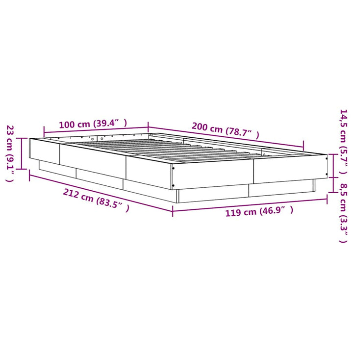 sengeramme 100x200 cm konstrueret træ sonoma-eg