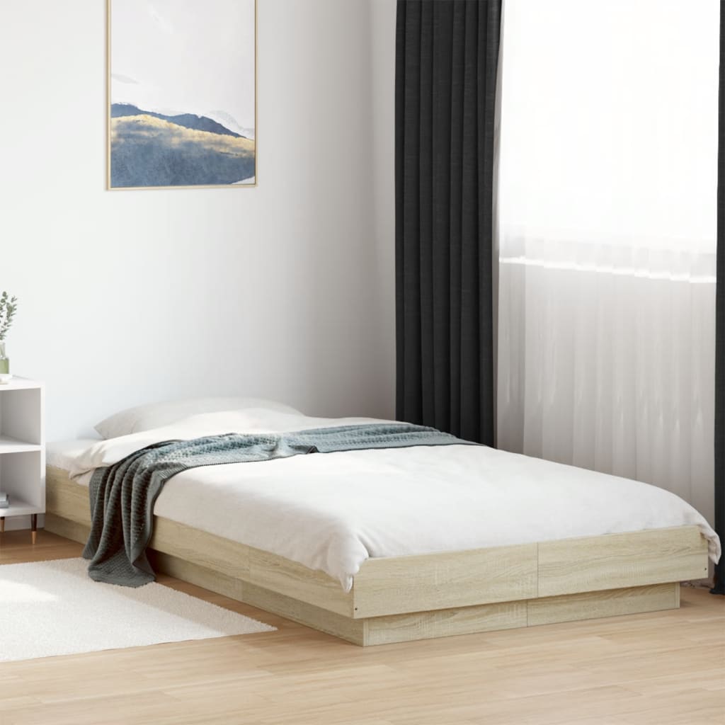 sengeramme 90x200 cm konstrueret træ sonoma-eg