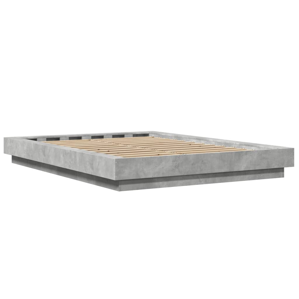 sengestel 140x190 cm konstrueret træ betongrå