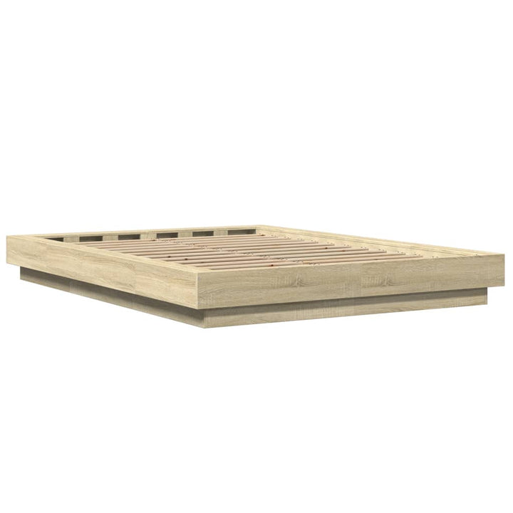 sengestel 135x190 cm konstrueret træ sonoma-eg