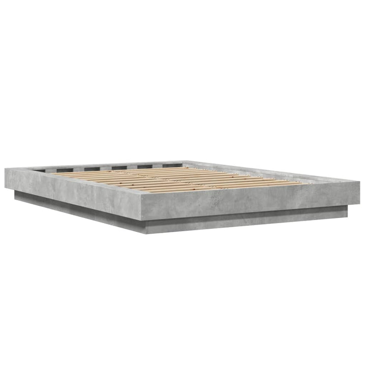 sengestel 135x190 cm konstrueret træ betongrå