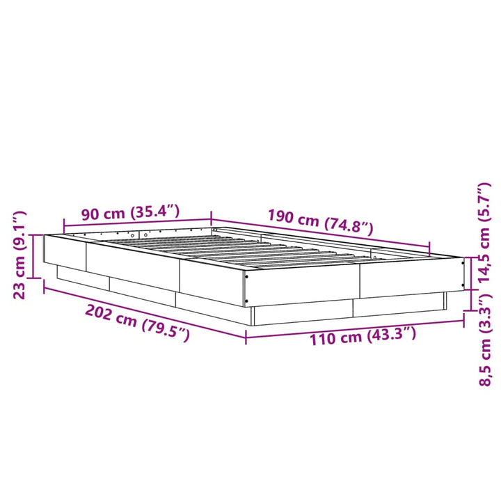 sengeramme 90x190 cm konstrueret træ hvid