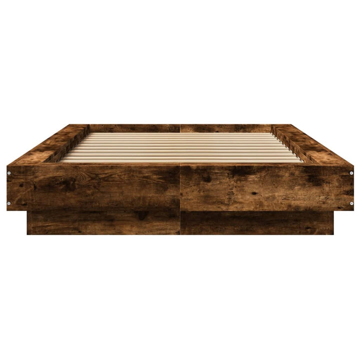 sengeramme 90x190 cm konstrueret træ røget egetræsfarve