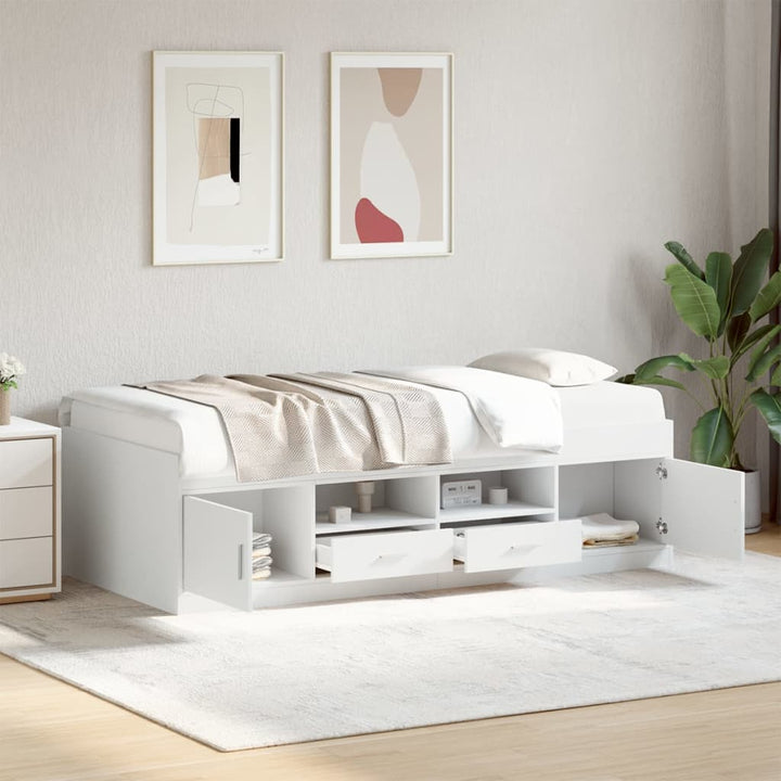 daybed med skuffer uden madras 100x200 cm hvid