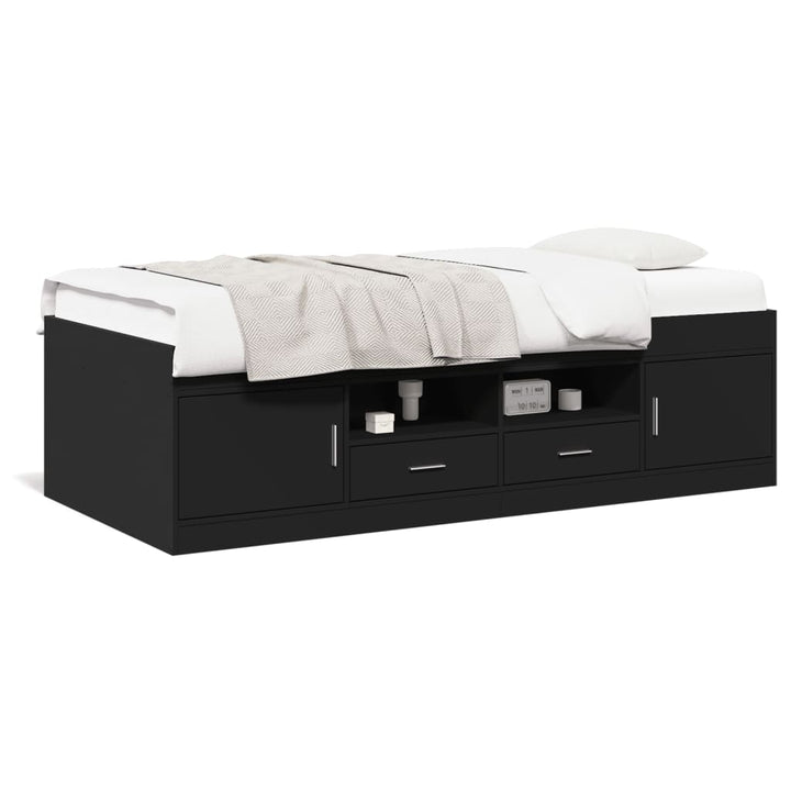 daybed med skuffer uden madras 100x200 cm sort