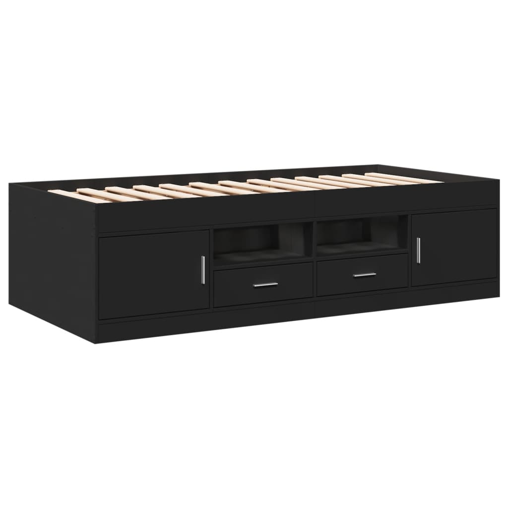 daybed med skuffer uden madras 100x200 cm sort