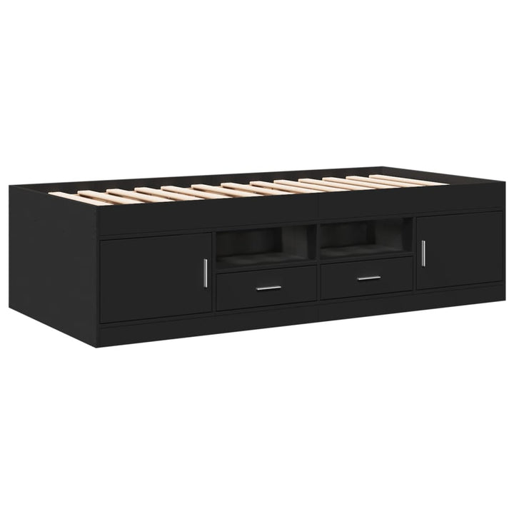 daybed med skuffer uden madras 100x200 cm sort