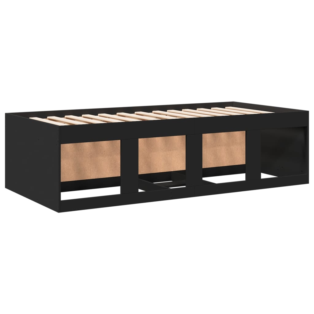 daybed med skuffer uden madras 100x200 cm sort
