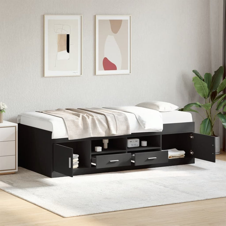 daybed med skuffer uden madras 100x200 cm sort