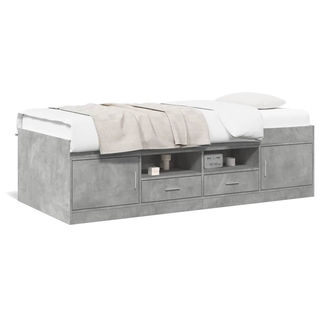 daybed med skuffer uden madras 100x200 cm betongrå