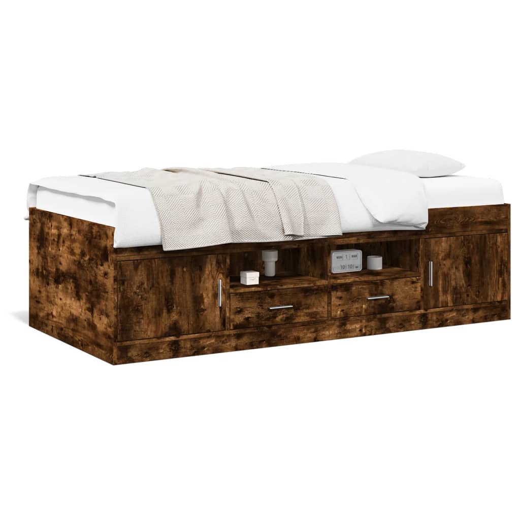 daybed med skuffer uden madras 100x200 cm røget eg