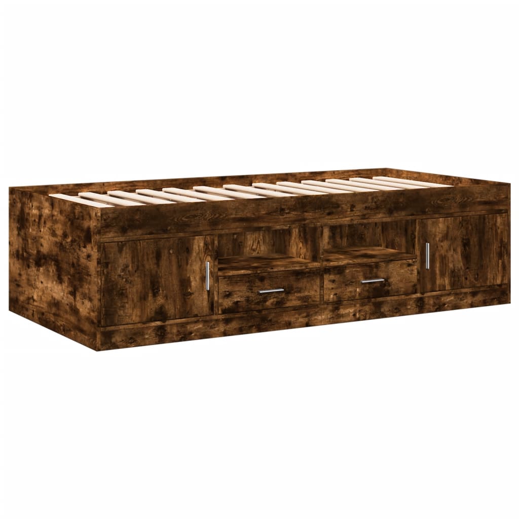 daybed med skuffer uden madras 100x200 cm røget eg