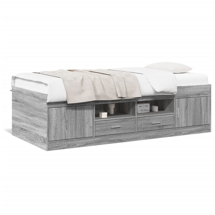 daybed med skuffer uden madras 100x200 cm grå sonoma-eg