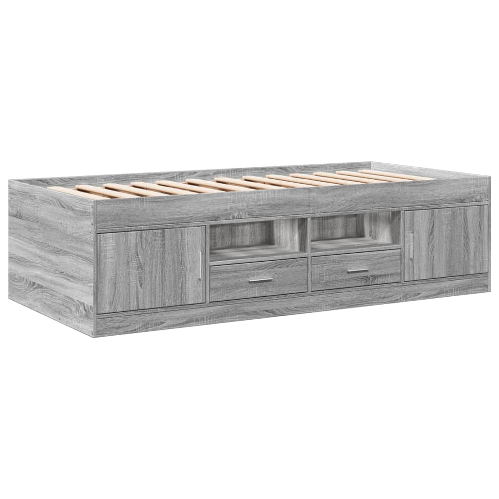 daybed med skuffer uden madras 100x200 cm grå sonoma-eg