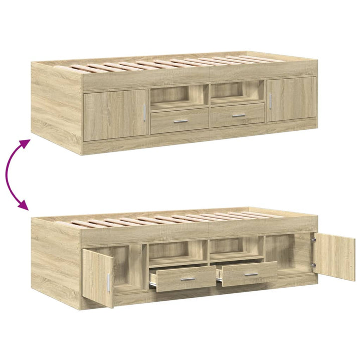daybed med skuffer uden madras 90x200 cm sonoma-eg