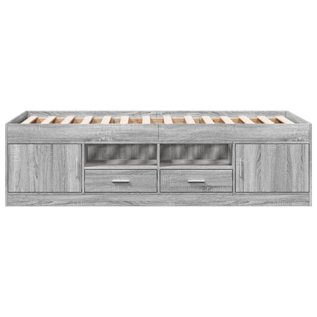 daybed med skuffer uden madras 90x200 cm grå sonoma-eg