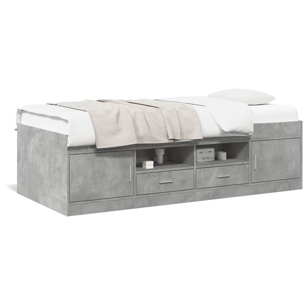 daybed med skuffer uden madras 90x190 cm betongrå