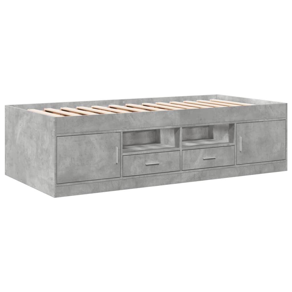 daybed med skuffer uden madras 90x190 cm betongrå