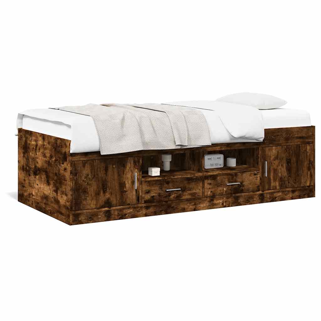 daybed med skuffer uden madras 90x190 cm røget eg