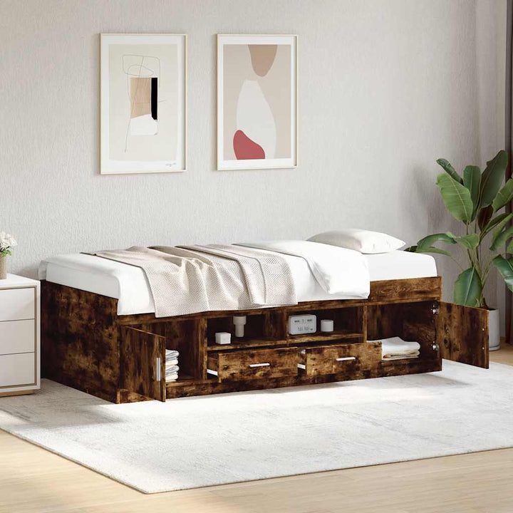 daybed med skuffer uden madras 90x190 cm røget eg