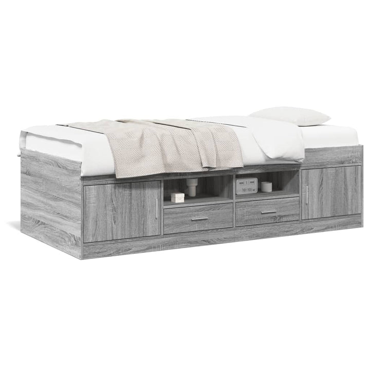 daybed med skuffer uden madras 90x190 cm grå sonoma-eg