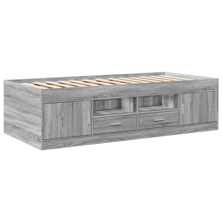 daybed med skuffer uden madras 90x190 cm grå sonoma-eg