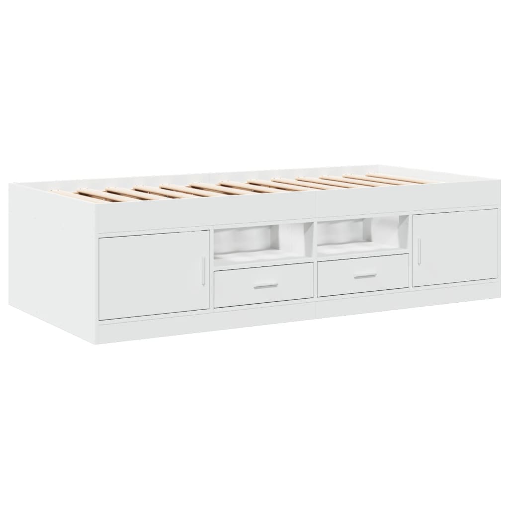 daybed med skuffer uden madras 75x190 cm hvid