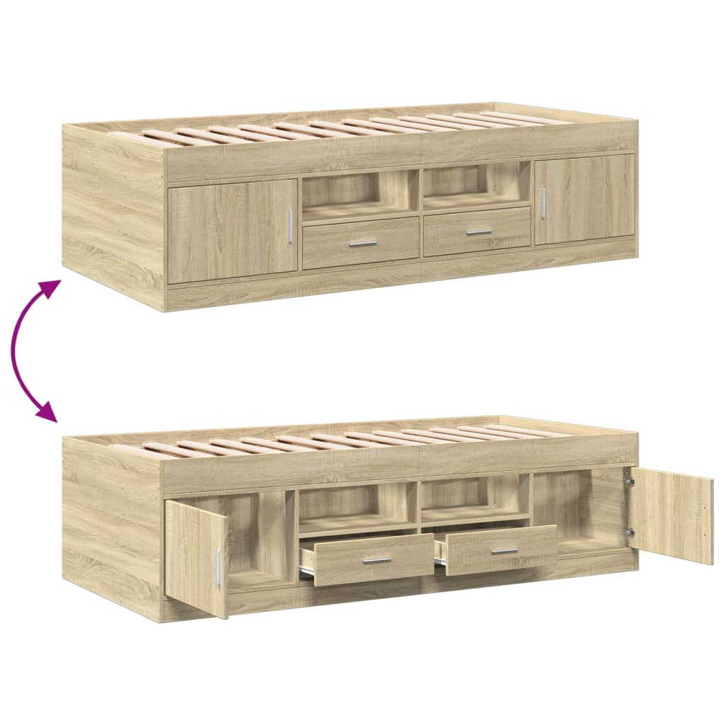 daybed med skuffer uden madras 75x190 cm sonoma-eg