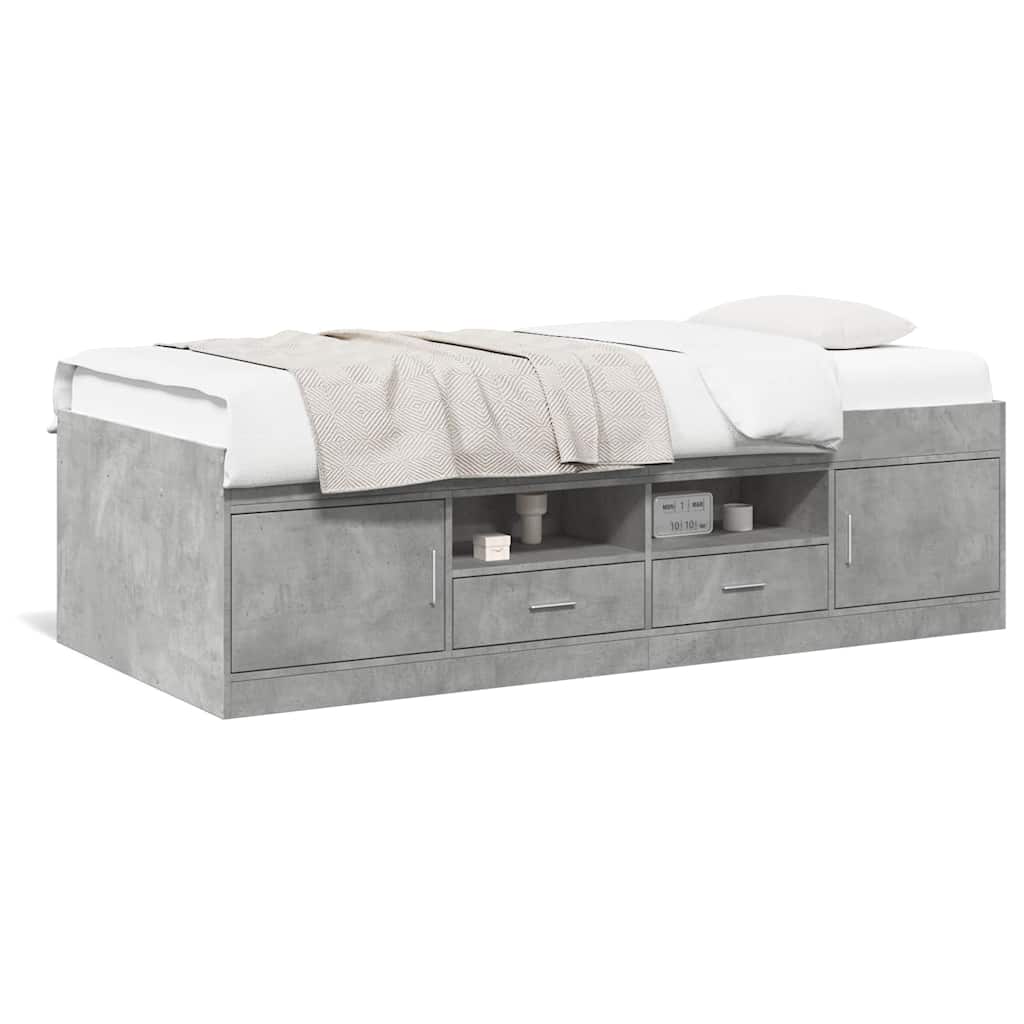 daybed med skuffer uden madras 75x190 cm betongrå