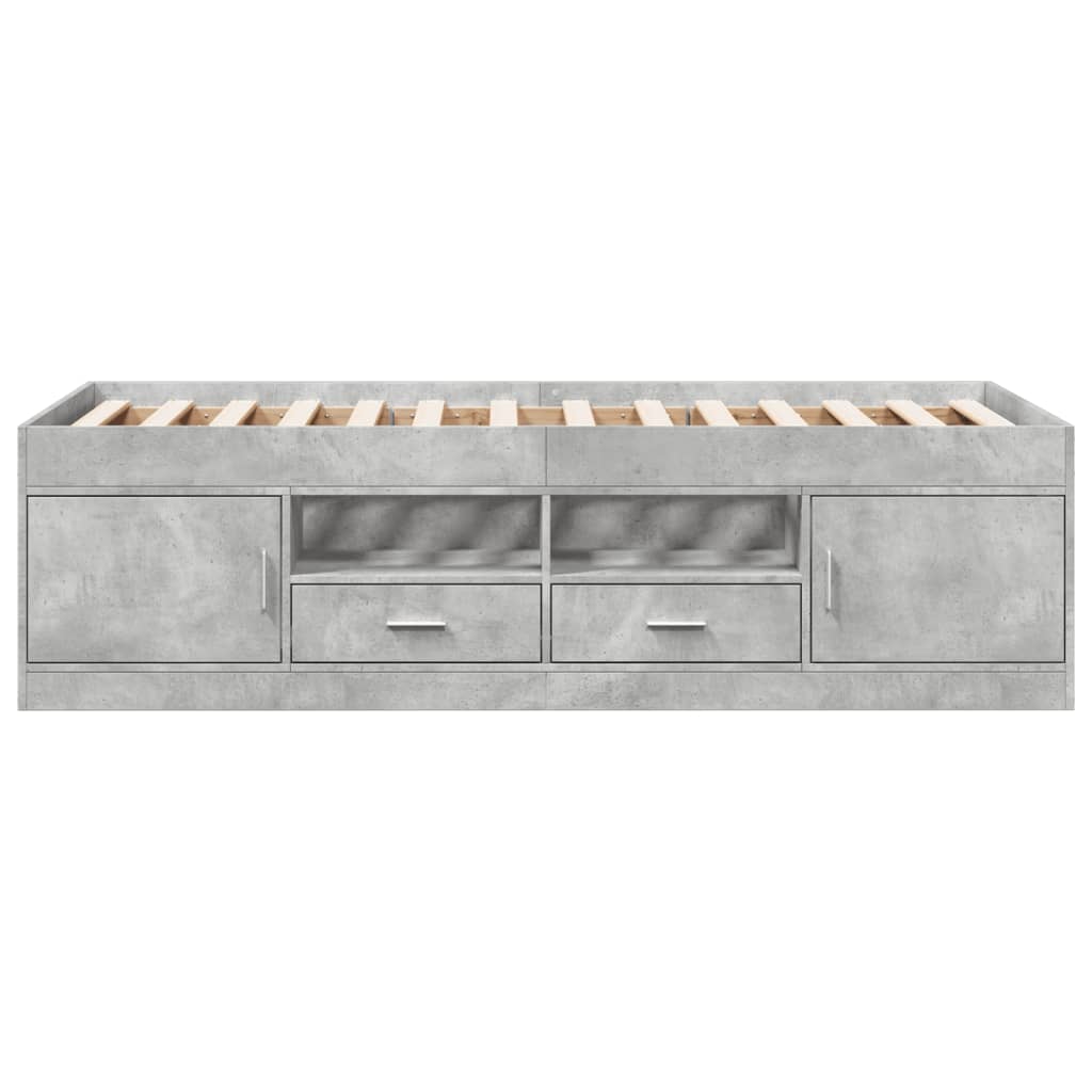 daybed med skuffer uden madras 75x190 cm betongrå