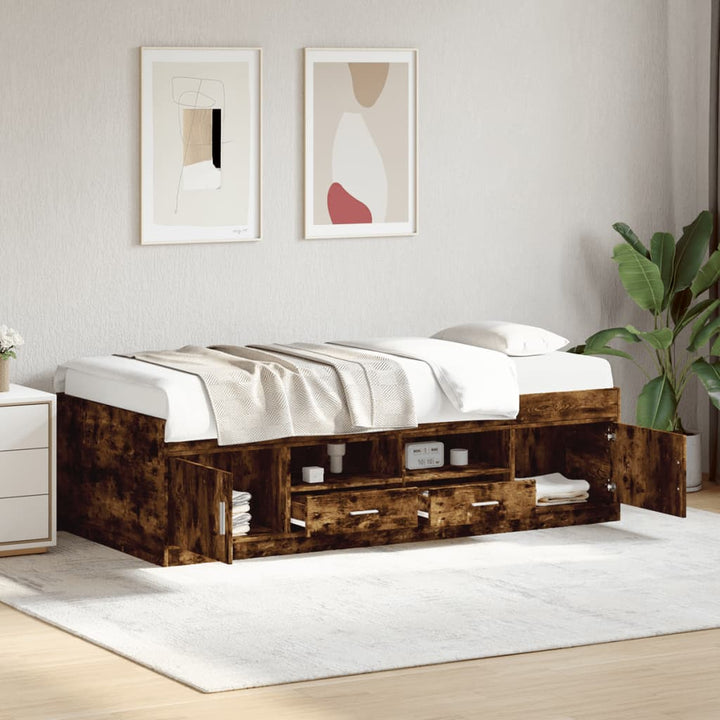 daybed med skuffer uden madras 75x190 cm røget eg
