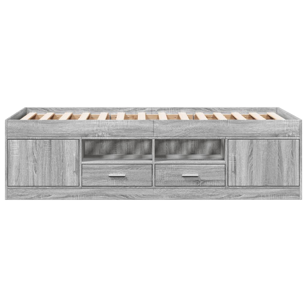 daybed med skuffer uden madras 75x190 cm grå sonoma-eg