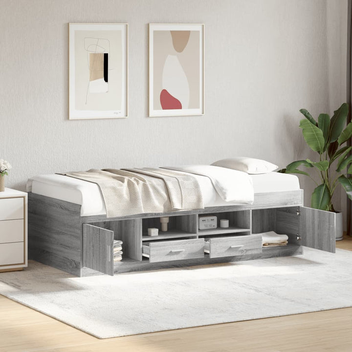 daybed med skuffer uden madras 75x190 cm grå sonoma-eg