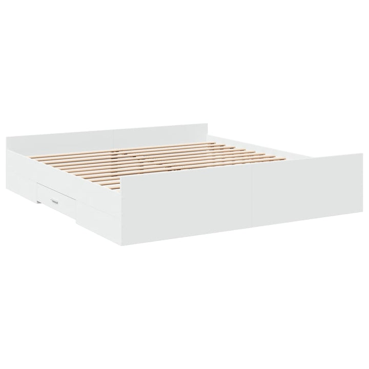 sengeramme med skuffer 180x200 cm konstrueret træ hvid