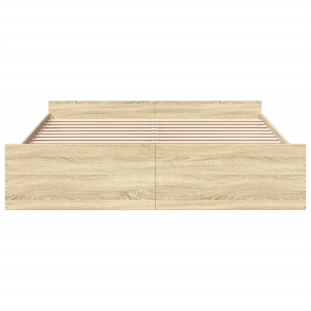sengeramme med skuffer 180x200 cm konstrueret træ sonoma-eg