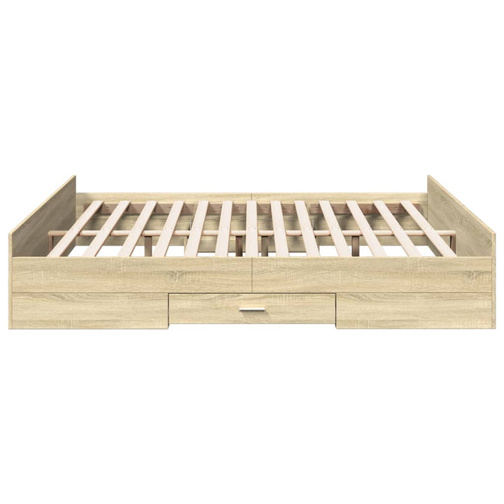 sengeramme med skuffer 180x200 cm konstrueret træ sonoma-eg