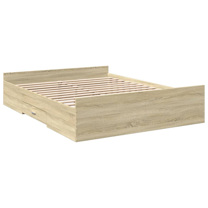 sengeramme med skuffer 160x200 cm konstrueret træ sonoma-eg