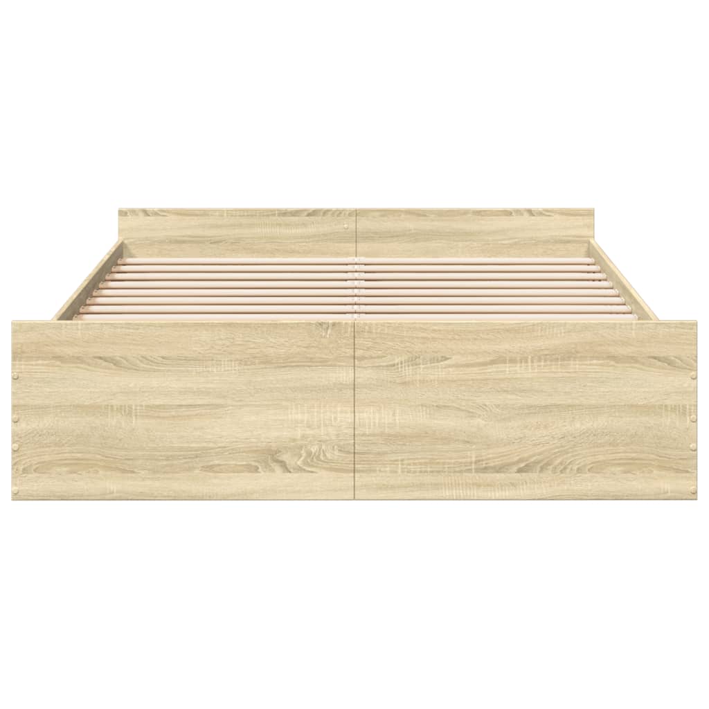 sengeramme med skuffer 160x200 cm konstrueret træ sonoma-eg