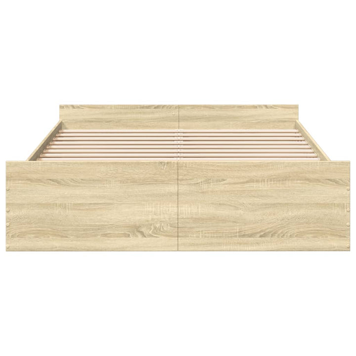 sengeramme med skuffer 160x200 cm konstrueret træ sonoma-eg