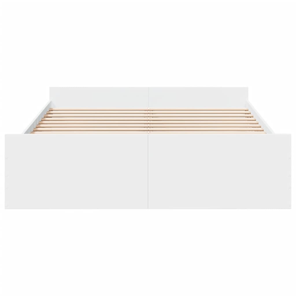sengeramme med skuffer 150x200 cm konstrueret træ hvid