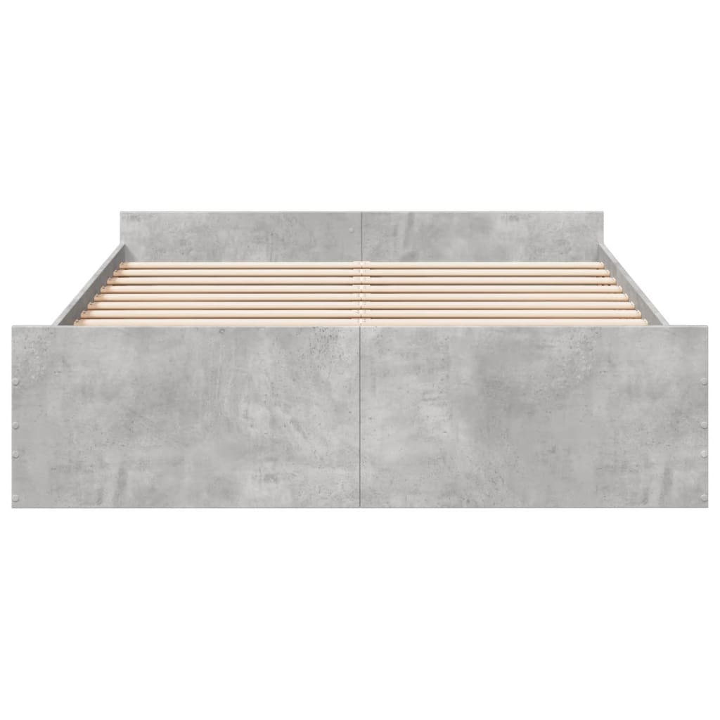 sengeramme med skuffer 150x200 cm konstrueret træ betongrå