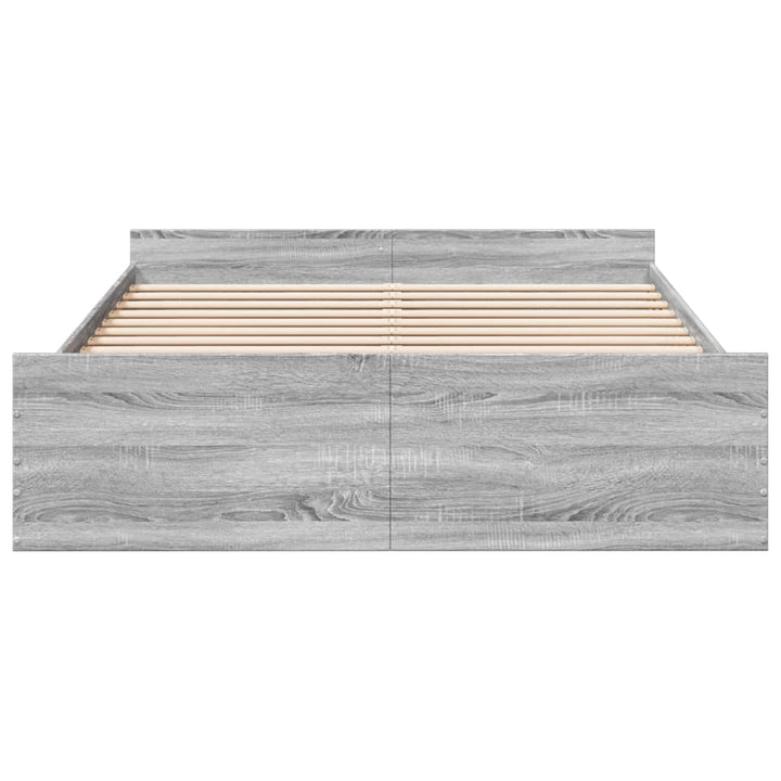 sengeramme med skuffer 150x200 cm konstrueret træ grå sonoma-eg