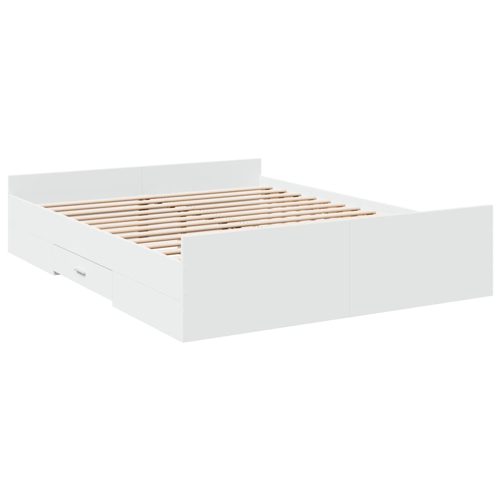 sengeramme med skuffer 140x200 cm konstrueret træ hvid