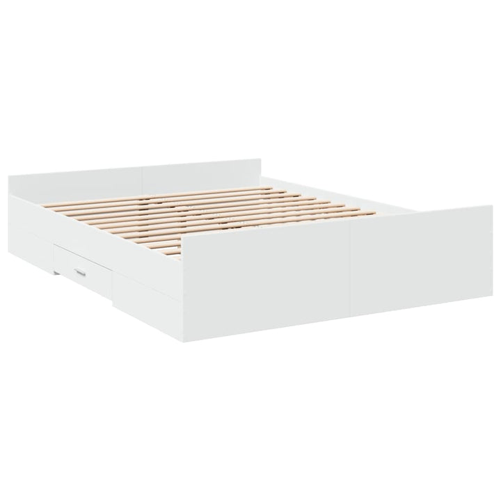 sengeramme med skuffer 140x200 cm konstrueret træ hvid