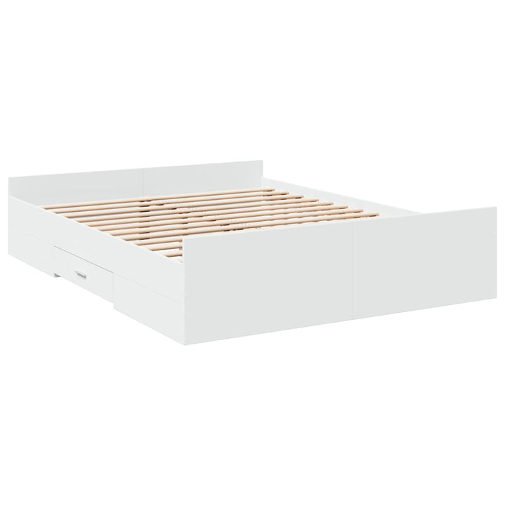 sengeramme med skuffer 140x200 cm konstrueret træ hvid