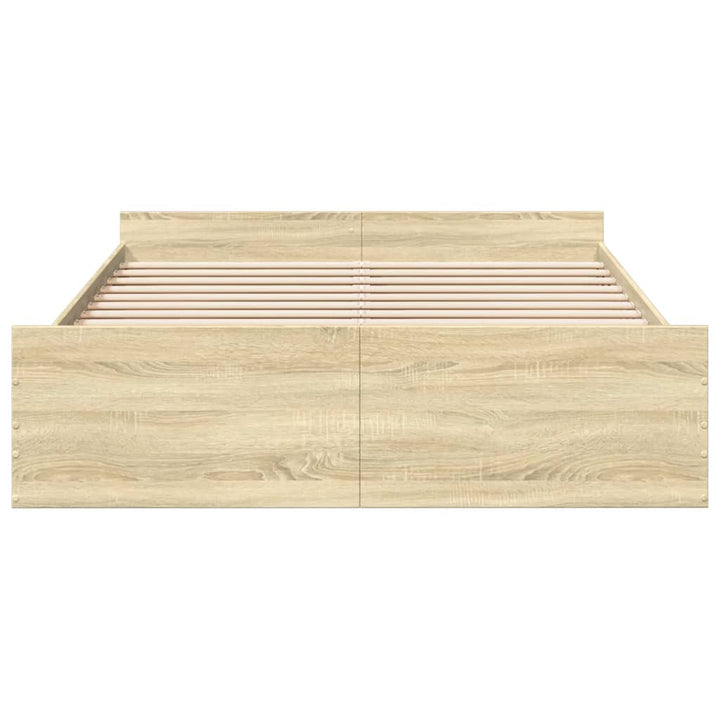 sengeramme med skuffer 140x200 cm konstrueret træ sonoma-eg